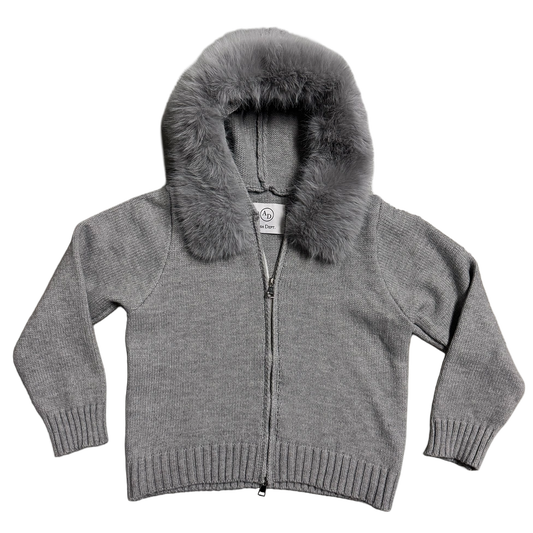Futrzany Sweter - Szary